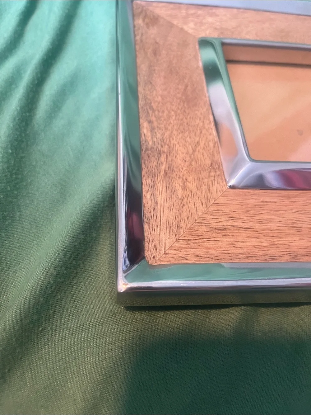 Pottery Barn Brushed Nickel & Wood Picture Frame | Discontinued | Modern Decor